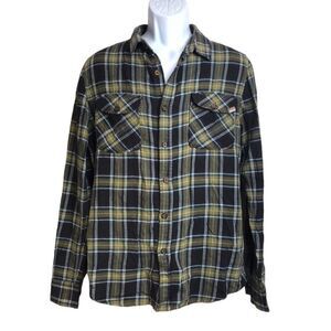 44MM Legendary Goods Flannel Shirt Sz M Plaid Button Down Long Sleeve Green Blue